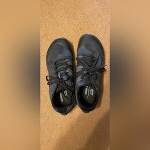 Merrell Grey Blue Black Lace Up Vibram Hiking Walk Shoes mens size 7